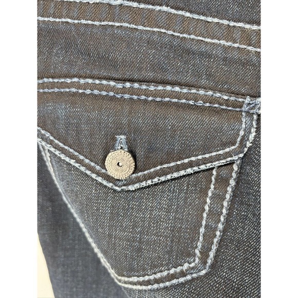 Womens Designer Dark Wash Denim Jeans Light Stitching Flap Pockets Size 10 EUC - Picture 8 of 10